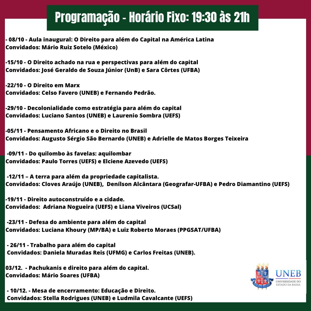 Programação do Seminário 